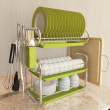 Load image into Gallery viewer, 3 Tiers Dish Drying Rack Storage Shelf Kitchen Washing Holder Basket Plated Iron Knife Sink Dish Drainer Drying Rack Organizer